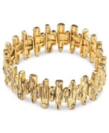 A textured body makes a statement on this golden bracelet from RACHEL Rachel Roy. Embellished with crystal accents. Crafted in worn gold tone mixed metal. Approximate diameter: 2-1/2 inches. A textured body makes a statement on this golden bracelet from RACHEL Rachel Roy. Embellished with crystal accents. Crafted in worn gold tone mixed metal. Approximate diameter: 2-1/2 inches.