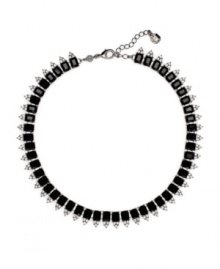 Contemporary chic. Featuring colored glass and resin accents, Monet's sleek collar necklace is a modish, modern accent. Set in silver tone mixed metal. Approximate length: 16 inches + 2-inch extender. Contemporary chic. Featuring colored glass and resin accents, Monet's sleek collar necklace is a modish, modern accent. Set in silver tone mixed metal. Approximate length: 16 inches + 2-inch extender.