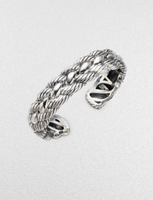 From the Woven Cable Collection. Bold and beautiful, textured and smooth cables intertwine elegantly in a graceful sterling silver cuff. Sterling silver Diameter, about 2¼ Width, about ½ Imported From the Woven Cable Collection. Bold and beautiful, textured and smooth cables intertwine elegantly in a graceful sterling silver cuff. Sterling silver Diameter, about 2¼ Width, about ½ Imported