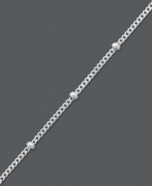 Add shining style to sun-kissed legs. Giani Bernini's polished anklet features a cable link chain with beaded accents. Crafted in sterling silver. Approximate length: 9 inches. Add shining style to sun-kissed legs. Giani Bernini's polished anklet features a cable link chain with beaded accents. Crafted in sterling silver. Approximate length: 9 inches.