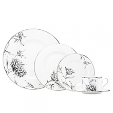 This stylish platinum-banded pattern features charcoal-like florals that decorate the rim and interior of each piece. Inspired by the designs found in an artist's sketchbook, Floral Illustrations serves as the perfect canvas for any meal. This stylish platinum-banded pattern features charcoal-like florals that decorate the rim and interior of each piece. Inspired by the designs found in an artist's sketchbook, Floral Illustrations serves as the perfect canvas for any meal.