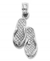 Add everyone's favorite warm-weather shoe to your collection. These fancy flip flops make the perfect addition to your beach collection. Crafted in 14k white gold. Approximate length: 9/10 inch. Approximate width: 4/10 inch.
