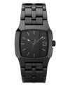 Menswear-inspired design with bold, feminine appeal. Watch by Diesel crafted of black ceramic bracelet and square case. Black dial features applied logo plate, numeral at three o'clock, stick indices and three hands. Quartz movement. Water resistant to 50 meters. Two-year limited warranty.