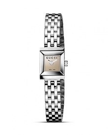 A sleek minimalist design from Gucci's G-Frame collection, this analog watch features a succinct square face with brown mirror dial. A sleek minimalist design from Gucci's G-Frame collection, this analog watch features a succinct square face with brown mirror dial.