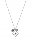 It's a charmed life. Embrace it with this free-spirited style by Fossil. Necklace features a cut-out flower pendant, with matching heart and faceted amazonite charms. Setting, chain, and charm clasp crafted in silver tone mixed metal. Approximate length: 16 inches + 2-inch extender. Approximate drop: 3/4 inch.