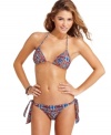 Get ready for the sun in Jessica Simpson's side tie hipster bikini bottoms, featuring an enticing, exotic print!