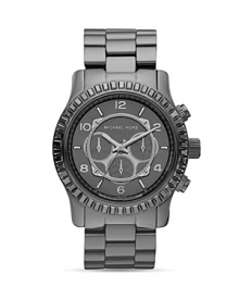 With an oversized bezel and crystal finish, MICHAEL Michael Kors' watch is big on modern polish. Wear the smoky-toned ticker with a sleek frock and confident attitude. With an oversized bezel and crystal finish, MICHAEL Michael Kors' watch is big on modern polish. Wear the smoky-toned ticker with a sleek frock and confident attitude.