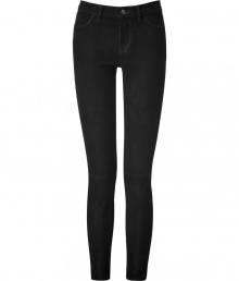 With a jeans-inspired silhouette, these ultra-luxe suede pants from J Brand will add an instant upgrade to your new-season look - Classic five-pocket styling, mid-rise, straight skinny leg with seaming at knees and zip-detailed hem - Slim fit - Pair with an oversized blouse, a chunky knit cardigan, and ankle boots With a jeans-inspired silhouette, these ultra-luxe suede pants from J Brand will add an instant upgrade to your new-season look - Classic five-pocket styling, mid-rise, straight skinny leg with seaming at knees and zip-detailed hem - Slim fit - Pair with an oversized blouse, a chunky knit cardigan, and ankle boots