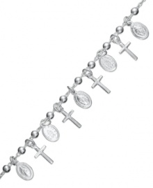Crossover appeal. This bracelet from Giani Bernini is crafted from sterling silver with special cross and circular charms making for a stylish statement. Approximate length: 7-1/2 inches. Crossover appeal. This bracelet from Giani Bernini is crafted from sterling silver with special cross and circular charms making for a stylish statement. Approximate length: 7-1/2 inches.