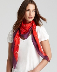 Look foxy in this fun, fantastically colorful Tory Burch scarf that will win you sly glances from more than a few admirers. Look foxy in this fun, fantastically colorful Tory Burch scarf that will win you sly glances from more than a few admirers.