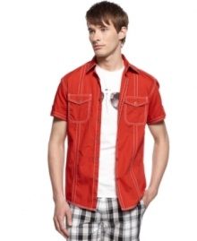 Contrast stitching makes this casual shirt from Kenneth Cole Reaction anything but basic.