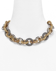 Add exotic glamour to your accessory collection with MICHAEL Michael Kors horn and pavé necklace. Whether you're downtown or on safari, the chunky chain loves bright dresses and a wild itinerary. Add exotic glamour to your accessory collection with MICHAEL Michael Kors horn and pavé necklace. Whether you're downtown or on safari, the chunky chain loves bright dresses and a wild itinerary.