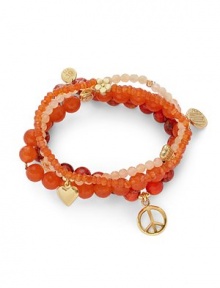 THE LOOKSet of four beaded braceletsPeace and love charmsJasper, jade and carnelian stones22k goldplated vermeil sterling silver charm accentsElastic pull-on styleTHE MEASUREMENTWidth, about 2.5ORIGINMade in USA of imported materials THE LOOKSet of four beaded braceletsPeace and love charmsJasper, jade and carnelian stones22k goldplated vermeil sterling silver charm accentsElastic pull-on styleTHE MEASUREMENTWidth, about 2.5ORIGINMade in USA of imported materials