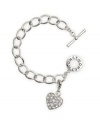 Add a little love to every day with this simple charm bracelet by Monet. Your collection has already been started with a heart charm sparkling with crystal accents. Approximate length: 7 inches. Approximate drop: 3/4 inches.