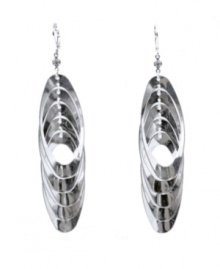 Chic and unique: An array of open-cut oval shapes form a layered look in these distinctively-designed earrings from Sequin. Set in silver tone mixed metal. Approximate drop: 2-1/2 inches. Chic and unique: An array of open-cut oval shapes form a layered look in these distinctively-designed earrings from Sequin. Set in silver tone mixed metal. Approximate drop: 2-1/2 inches.