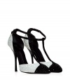 Black and white rhinestone pumps are a must for any glamorous look - Designed in soft leather with a sexy pointed toe, t-strap, ankle strap and sturdy heel - A wow shoe for cocktail dresses, leather pants or pencil skirts