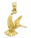 A great symbol of longevity and fastidiousness, this hummingbird charm displays the beauty of this natural wonder in 14k gold. Chain not included. Approximate drop length: 4/5 inch. Approximate drop width: 1/2 inch.
