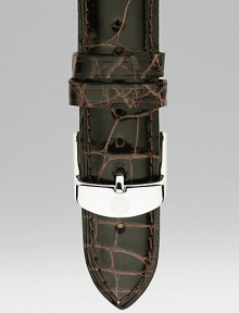 Adjustable polished alligator watchband is accented with stainless steel hardware. Fits the Michele Deco, CSX 36, Serein and Urban Moment watchesMade in USA: black, garnetAll other colors are importedPlease note: Watch case sold separately. 