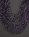 7-row amethyst beaded necklace.