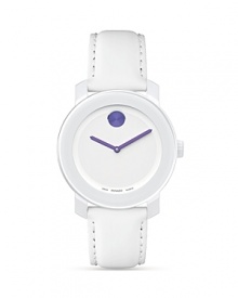 Medium Movado BOLD watch with white dial with purple accents. Medium Movado BOLD watch with white dial with purple accents.