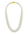 A stylish woman sticks to the classics. This traditional necklace by Majorica features two shimmery rows of organic, man-made pearls (10 mm) and an 18k gold vermeil clasp. Approximate length: 18 inches.