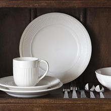 Edme saucer by Wedgwood. Wedgwood marks the 100th anniversary of its classic Edme collection with a refreshing update of its timeless pattern. A new antique white glaze enhances the elegant colannade embossment and laurel motif accent pieces. Sophisticated shapes and generously sized pieces make this pattern ideal for today's lifestyle. Edme saucer by Wedgwood. Wedgwood marks the 100th anniversary of its classic Edme collection with a refreshing update of its timeless pattern. A new antique white glaze enhances the elegant colannade embossment and laurel motif accent pieces. Sophisticated shapes and generously sized pieces make this pattern ideal for today's lifestyle.