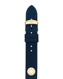 Enlist in the navy with this silicone watch strap from Michele, accented by a gleaming buckle. This band makes your practical piece pop. Enlist in the navy with this silicone watch strap from Michele, accented by a gleaming buckle. This band makes your practical piece pop.