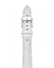 Do the white thing with this leather watch strap from Michele, accented by a stainless steel buckle. This band makes your practical piece pop. Do the white thing with this leather watch strap from Michele, accented by a stainless steel buckle. This band makes your practical piece pop.