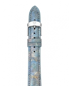 Tap this season's exotic trend with this light blue alligator leather strap from Michele, accented by a stainless steel buckle. It's a cool way to customize your chronograph. Tap this season's exotic trend with this light blue alligator leather strap from Michele, accented by a stainless steel buckle. It's a cool way to customize your chronograph.
