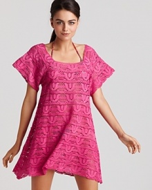 Nanette Lepore's crochet mini dress is a chic way to take cover. This girlie style slips over your favorite bikini to take you from pool-side to pretty. Nanette Lepore's crochet mini dress is a chic way to take cover. This girlie style slips over your favorite bikini to take you from pool-side to pretty.