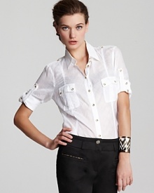 BASLER's laidback linen blouse is a vacation essential. Pair with denim for classic style. BASLER's laidback linen blouse is a vacation essential. Pair with denim for classic style.