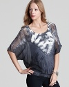 Quotation: Red Haute Top - Batik Sheer Dolman