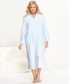 The coziness of terry cloth and the silkiness of satin. Relax freely in this plus size robe by Miss Elaine, featuring a zip front for easy on and off.