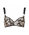 Stella McCartney brings her high fashion aesthetic to intimates with delicate vintage detailing and subtly sexy cuts - Printed silk, ruffle trim, contour cups, vintage-inspired wide straps, back hook and eye closure - Wear under a silk blouse with a figure-hugging pencil skirt and heels