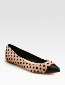Darling polka-dot print and contrasting leather toecap define this luxurious calf hair flat. Printed calf hair and leather upperLeather lining and solePadded insoleImported Darling polka-dot print and contrasting leather toecap define this luxurious calf hair flat. Printed calf hair and leather upperLeather lining and solePadded insoleImported