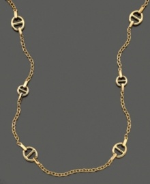 This Lauren by Ralph Lauren necklace features opulent style with a classic crossbar link pattern. Crafted in goldtone mixed metal. Approximate length: 36 inches. This Lauren by Ralph Lauren necklace features opulent style with a classic crossbar link pattern. Crafted in goldtone mixed metal. Approximate length: 36 inches.