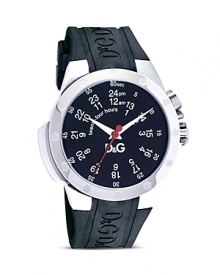 With a black face and slivery accents, D&G's boldly sized chronograph is equal parts sporty and elegant. Designed to look good with everything, it complements both buttoned-up and off-duty looks. With a black face and slivery accents, D&G's boldly sized chronograph is equal parts sporty and elegant. Designed to look good with everything, it complements both buttoned-up and off-duty looks.