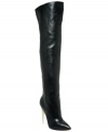 Incredibly tall and sexy. L.A.M.B.'s Hydra over-the-knee boots are sleek with a contrasting metal peel.