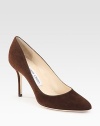 These versatile classics in soft suede are wardrobe essentials now.Self-covered heel, 3¼ (80mm)Point toe Leather lining and sole Padded insole Made in ItalyOUR FIT MODEL RECOMMENDS ordering one size up as this style runs small. 