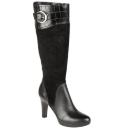 Naturalizer is known for comfort, but as its Ilaz tall boots show, it's a brand that's certainly become style-conscious as well! A round-toe shape and relatively low heel make them easy to wear, while the croc embossed detail and buckle embellishment add fashionable flair. Naturalizer is known for comfort, but as its Ilaz tall boots show, it's a brand that's certainly become style-conscious as well! A round-toe shape and relatively low heel make them easy to wear, while the croc embossed detail and buckle embellishment add fashionable flair.