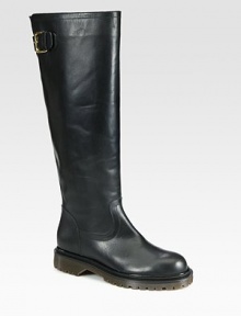 A buckled strap completes this tall silhouette of buttery leather. Rubber heel, 1¼ (30mm)Shaft, 16Leg circumference, 15¾Leather upperLeather liningRubber trek solePadded insoleMade in ItalyOUR FIT MODEL RECOMMENDS ordering one half size up as this style runs small. A buckled strap completes this tall silhouette of buttery leather. Rubber heel, 1¼ (30mm)Shaft, 16Leg circumference, 15¾Leather upperLeather liningRubber trek solePadded insoleMade in ItalyOUR FIT MODEL RECOMMENDS ordering one half size up as this style runs small.