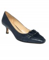 With their square-toe silhouette and low stacked heel, Circa by Joan & David's Cecile pumps are a stylish, sensible choice for your workday wardrobe. Made in leather, they feature understated hardware embellishment on the vamp.
