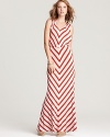 This Ella Moss maxi dress is long on style with contrasting chevron stripes and bead-adorned ties at the back.