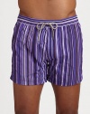 A striped beach essential, you'll run to every summer, in smooth, quick-drying nylon.Elastic drawstring waistSide slash, back welt pocketsInseam, about 7NylonMachine washImported