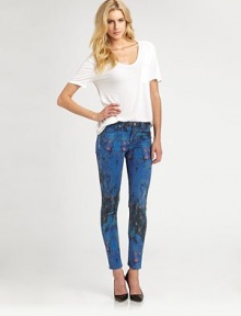 Brush-stroke print denim styled in a skinny, stretch-fit silhouette.THE FITSkinny fitRise, about 9Inseam, about 30THE DETAILSZip flyFive-pocket style98% cotton/2% elastaneMachine washMade in USA of imported fabricModel shown is 5'10 (177cm) wearing US size 4. Brush-stroke print denim styled in a skinny, stretch-fit silhouette.THE FITSkinny fitRise, about 9Inseam, about 30THE DETAILSZip flyFive-pocket style98% cotton/2% elastaneMachine washMade in USA of imported fabricModel shown is 5'10 (177cm) wearing US size 4.