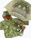 Don't let the rain hold him back from his outdoor adventures. He can dress up like his favorite dinosaur and protect himself from the elements in this rain jacket, with easy snaps for little fingers.