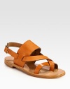 Rich leather straps weave their way around the foot, concluding with a toe ring and an adjustable slingback strap. Leather upperLeather lining and soleMade in ItalyOUR FIT MODEL RECOMMENDS ordering one half size up as this style runs small. 