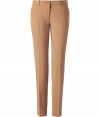 Luxurious pants made ​.​.of fine, camel wool stretch in the new, cropped length - Short waistband with small loops - Narrow legs with creases, especially comfortable thanks to the stretch content - A  figure knockout, yet beautifully elegant and simple - Brilliant for 24/7 - Wear these pants with a blouse and cardigan in the office and in the evening with a chiffon blouse and biker jacket