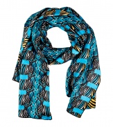 Work a wild edge into your outfit with Issas bright zebra print silk scarf - Stitched edges - Wear with a tee, boyfriend blazer and jeans, or over a tailored sheath with heels and a leather jacket