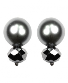 Go gray. Imitation pearls in a stunning silvery hue are complemented by faceted glass beads on AK Anne Klein's post earrings. They'll stand out as an attractive addition for your 9-to-5 wardrobe. Crafted in hematite tone mixed metal. Approximate length: 3/4 inch. Go gray. Imitation pearls in a stunning silvery hue are complemented by faceted glass beads on AK Anne Klein's post earrings. They'll stand out as an attractive addition for your 9-to-5 wardrobe. Crafted in hematite tone mixed metal. Approximate length: 3/4 inch.